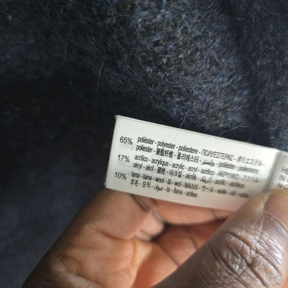 ZARA Woman XS-S Blue Knit Long Open Front Oversized Alpaca Coatigan Sweater New - Picture 8 of 11